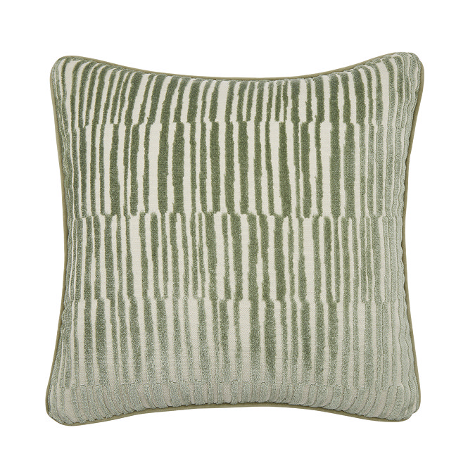 Ada Cut velvet stripe sage cushion 43x43 front image 3