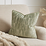 Ada Cut velvet stripe sage cushion 43x43 on settee image 1