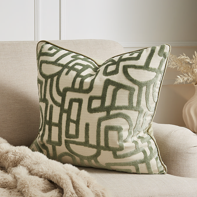 Arabella sage cushion on settee image 1