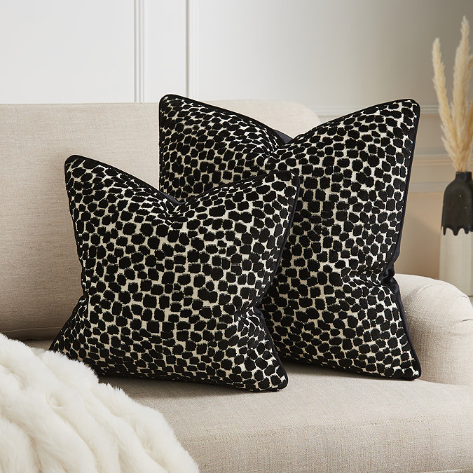 Audrey 55x55cm cushion in black lifestyle image 3