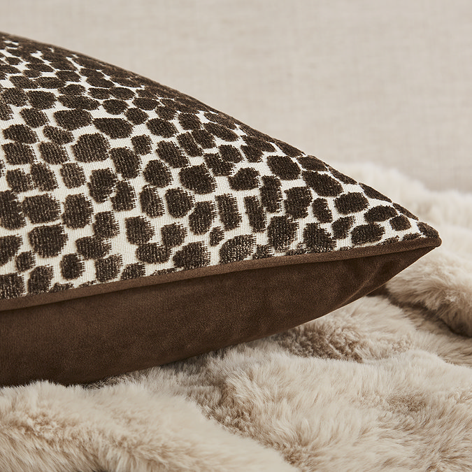 Audrey 55x55cm chocolate cushion close up image 2