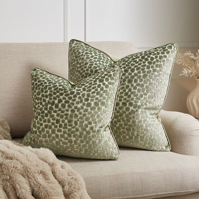 Audrey sage 55x55cm cushion lifestyle image 3