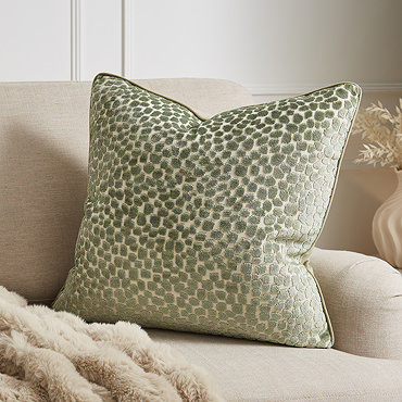 Audrey sage 55x55cm cushion close up image 2 