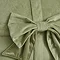 close up image of sage green velvet bow cushion