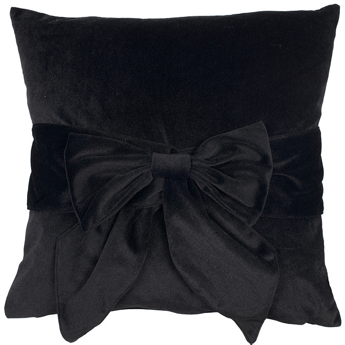 Black Bow Velvet Cushion