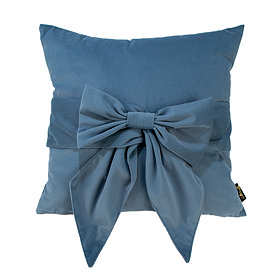 Blue Bow Velvet Cushion