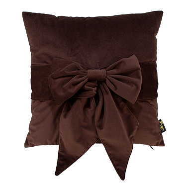 Brown Bow Velvet Cushion Back
