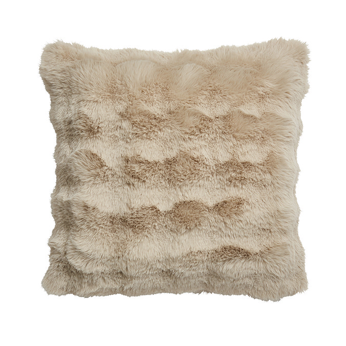 Faux fur taupe cushion product image 3