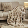 Bubble faux fur throw on settee in taupe image 2