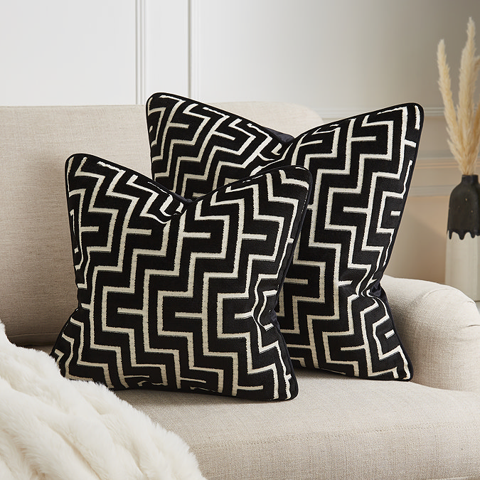 luxury geo 43x43cm black cushion sizes image 2