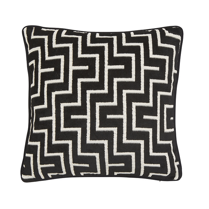 luxury geo 43x43cm black cushion front image 3