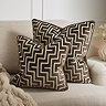 Geo chocolate brown cushion size image 2