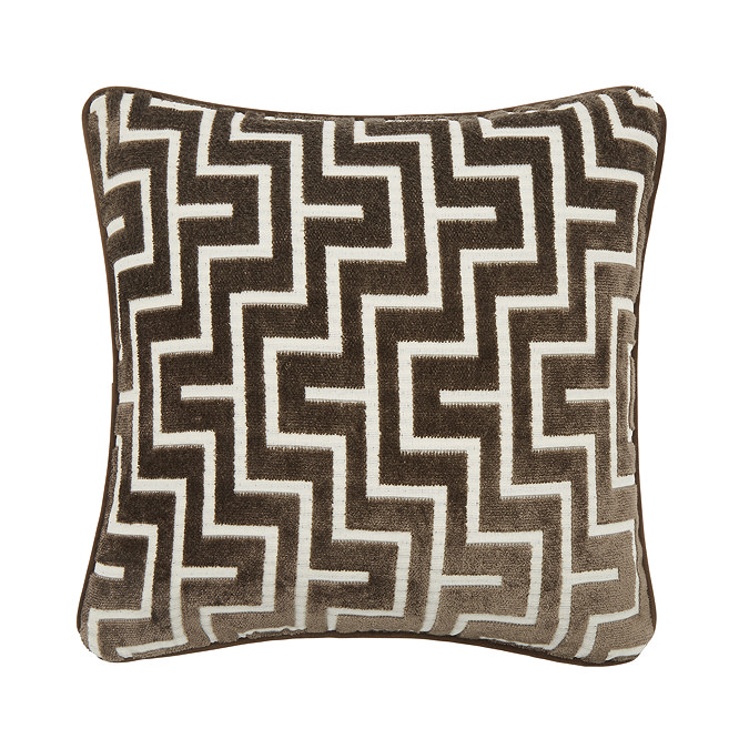 Geo chocolate brown cushion front image 3