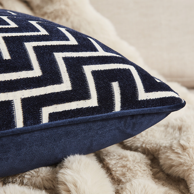 geo navy 55x55cm cushion close up image 2