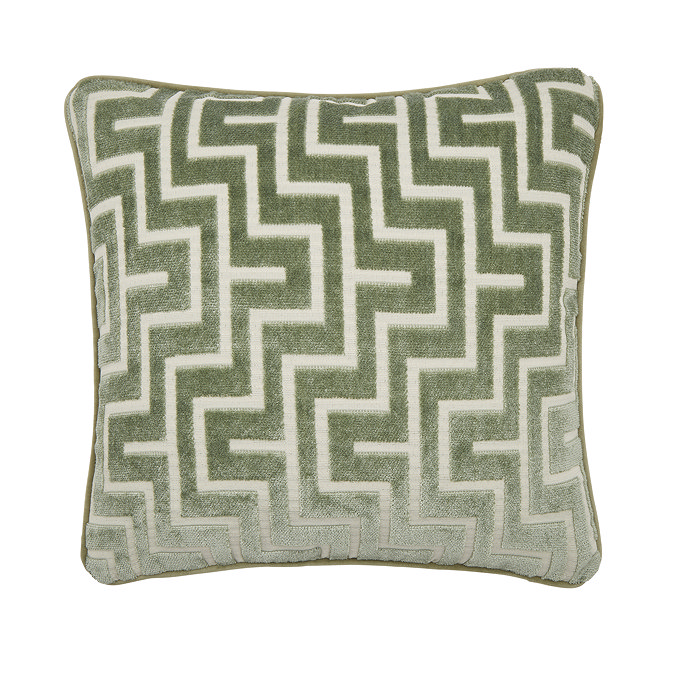 Geo cut sage cushion front image 3