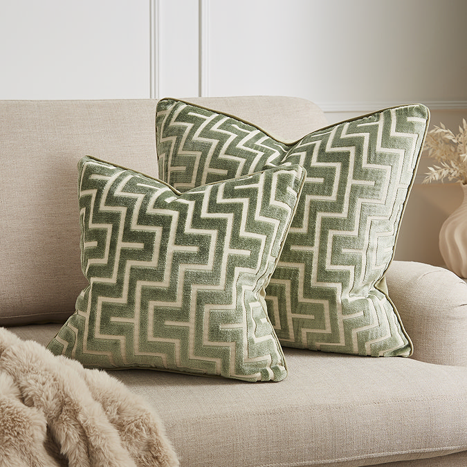 Geo 55x55cm cushion sage sizes image 3