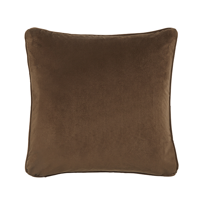 Geo chocolate brown cushion back image 4