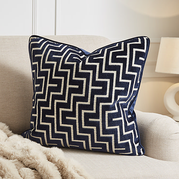 geo navy 55x55cm cushion close up image 2