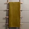 mustard yellow velvet throw hung over rustic ladder