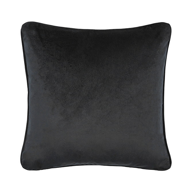 image cut out on white background of back of black square cushion