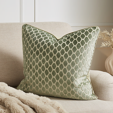 Honeycomb 55x55 sage cushion front image 3