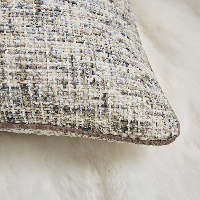 Isabella textured slub in charcoal close up 3