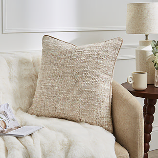 Isabella Textured slub natural cushion image 1