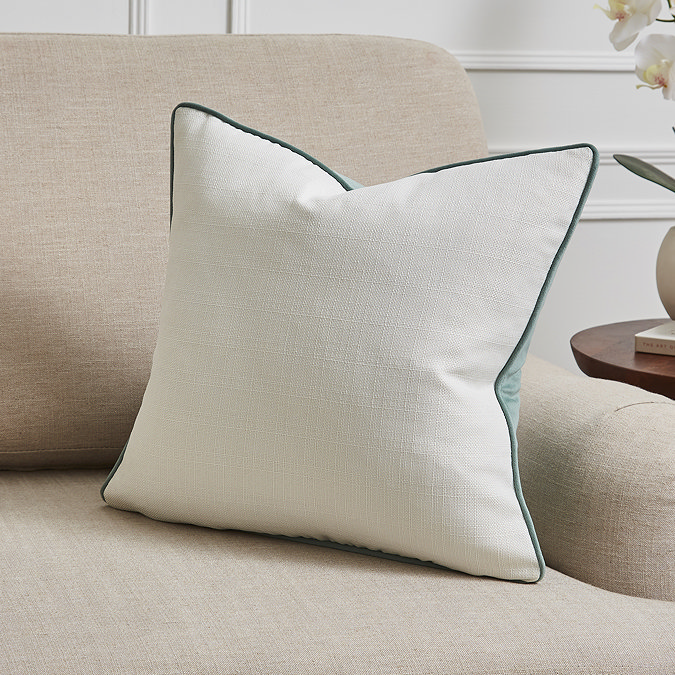 Sage Sofia piped cushion on settee image 1