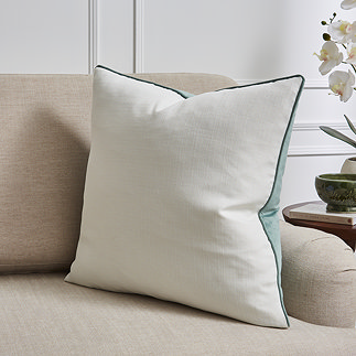 Sofia sage 55x55cm cushion in sage on settee image 1