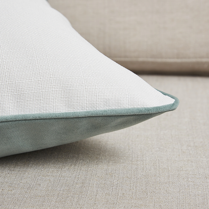 Sage Sofia piped cushion close up 4