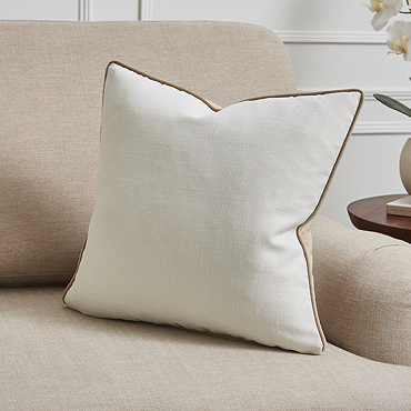 Sofia Piped taupe 43x43cm cushion back image 2