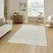 image of cream checkered rug on light wooden flooring of modern loft apartment