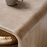 close up image of smooth rounded corner of mango wood coffee table
