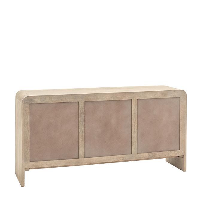 image cut out on white background of back of mango oak 3 door sideboard