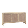 image cut out on white background of back of mango oak 3 door sideboard