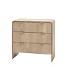 image cut out on white background of rounded mango wood three drawer chest