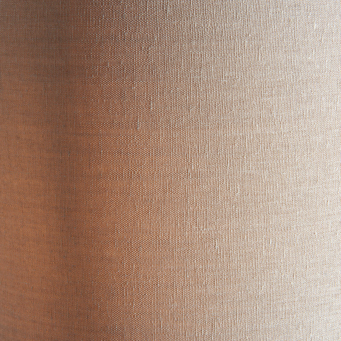 close up on linen-effect shade of floor lamp