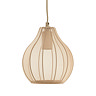 image cut out on white background of pendant light with delicate natural coloured see-through shade