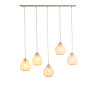 cut out of five pendant light, glowing with inner bulbs