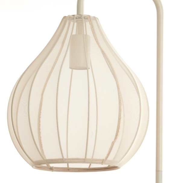 close up on flower-bud shaped shade of natural coloured floor lamp