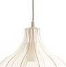 close up image of top of flower-bud shaped sheer lamp shade of pendant light