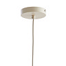 close up on ceiling fixture and cable of sand coloured pendant light