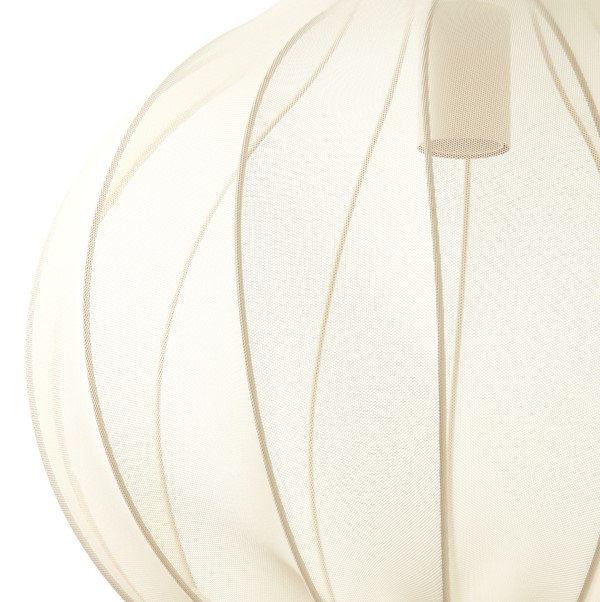 close up on delicate see-through fabric of hanging lamp