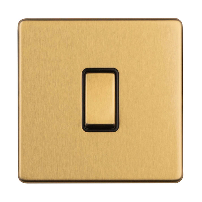 Satin brass single light switch cut out