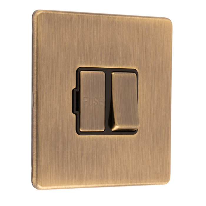 Antique brass fuse spur with switch side angle