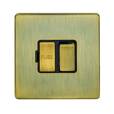 Antique brass fuse spur with switch side view