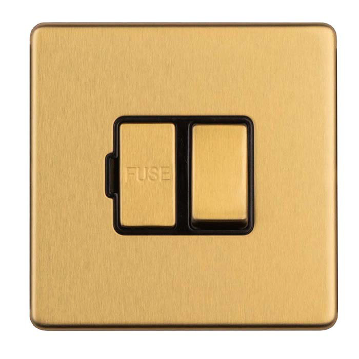 Switched Fuse Spur Satin Brass Cut Out
