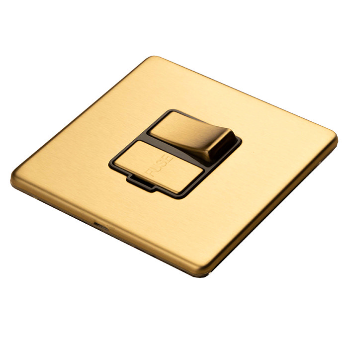 Satin brass switched fuse spur flat