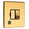 Satin brass switched fuse spur with flex output side angle