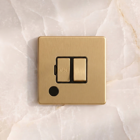 Switched Fuse Spur With Flex Satin Brass Lifestyle